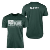 Swimming Grandpa Horizontal Flag With Swimmer Name on a Men's T-Shirt with a White Graphic