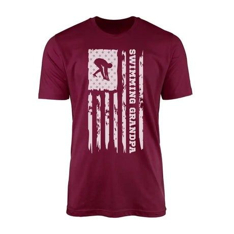 Swimming Grandpa Vertical Flag on a Men's T-Shirt with a White Graphic