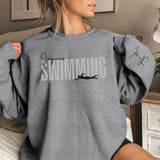 Personalized Swimming on a Sweatshirt With Modern Bold Design and Swimmer Name on Sleeve on a Sweatshirt