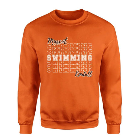 Custom Swimming on a Sweatshirt With Mascot and Swimmer Name on a Sweatshirt