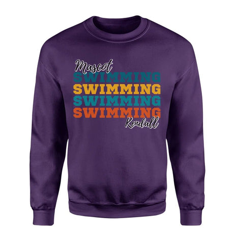 Personalized Swimming Swimming Swimming on a Sweatshirt With Mascot and Swimmer Name on a Sweatshirt