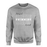 Custom Swimming on a Sweatshirt With Mascot and Swimmer Name on a Sweatshirt