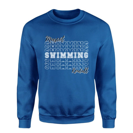 Custom Swimming on a Sweatshirt With Mascot and Swimmer Name on a Sweatshirt