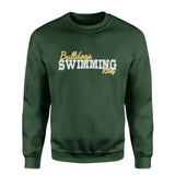 Custom Swimming Mascot and Swimmer Name on a Sweatshirt with a White Graphic
