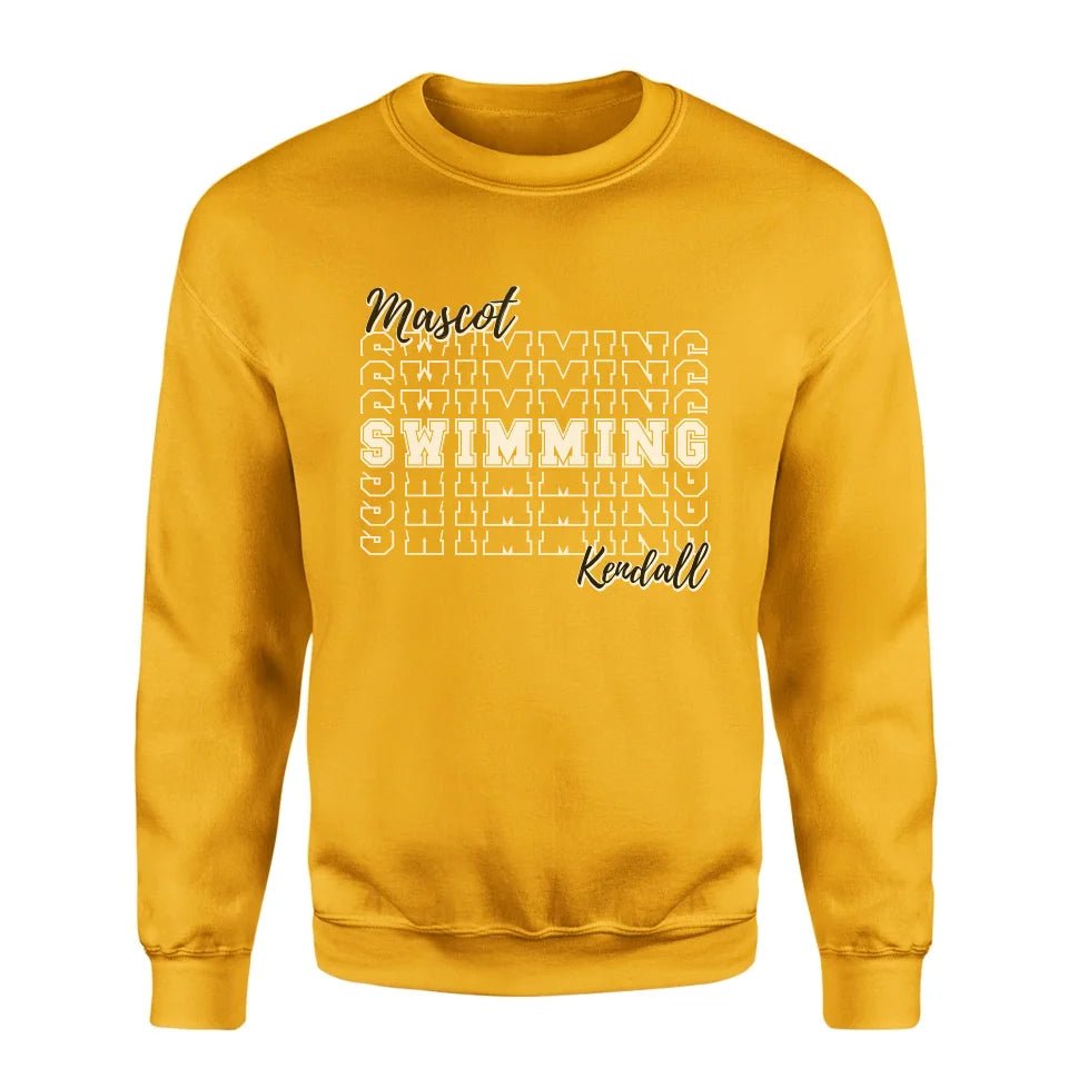 Custom Swimming on a Sweatshirt With Mascot and Swimmer Name on a Sweatshirt