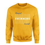 Custom Swimming on a Sweatshirt With Mascot and Swimmer Name on a Sweatshirt