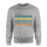 Personalized Swimming Swimming Swimming on a Sweatshirt With Mascot and Swimmer Name on a Sweatshirt