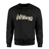 Custom Swimming Mascot and Swimmer Name on a Sweatshirt with a White Graphic