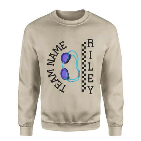 Personalized Swimming on a Sweatshirt With Team and Swimmer Name on a Sweatshirt