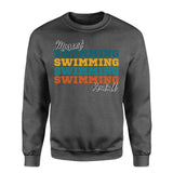 Personalized Swimming Swimming Swimming on a Sweatshirt With Mascot and Swimmer Name on a Sweatshirt