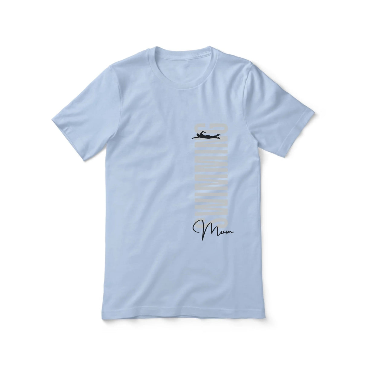 Personalized Swimming Mom Shirt With Mascot, Icon, and Swimmer Name on a Unisex T-Shirt