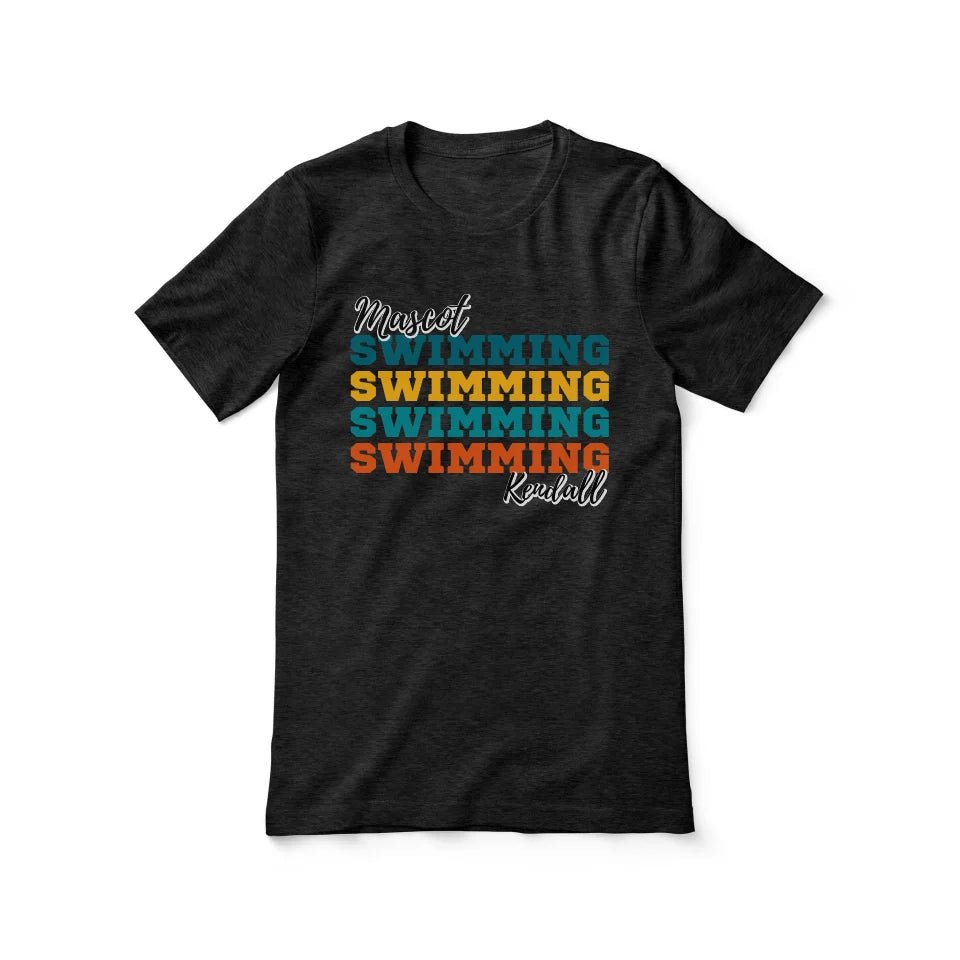 Personalized Swimming Swimming Swimming Shirt With Mascot and Swimmer Name on a Unisex T-Shirt