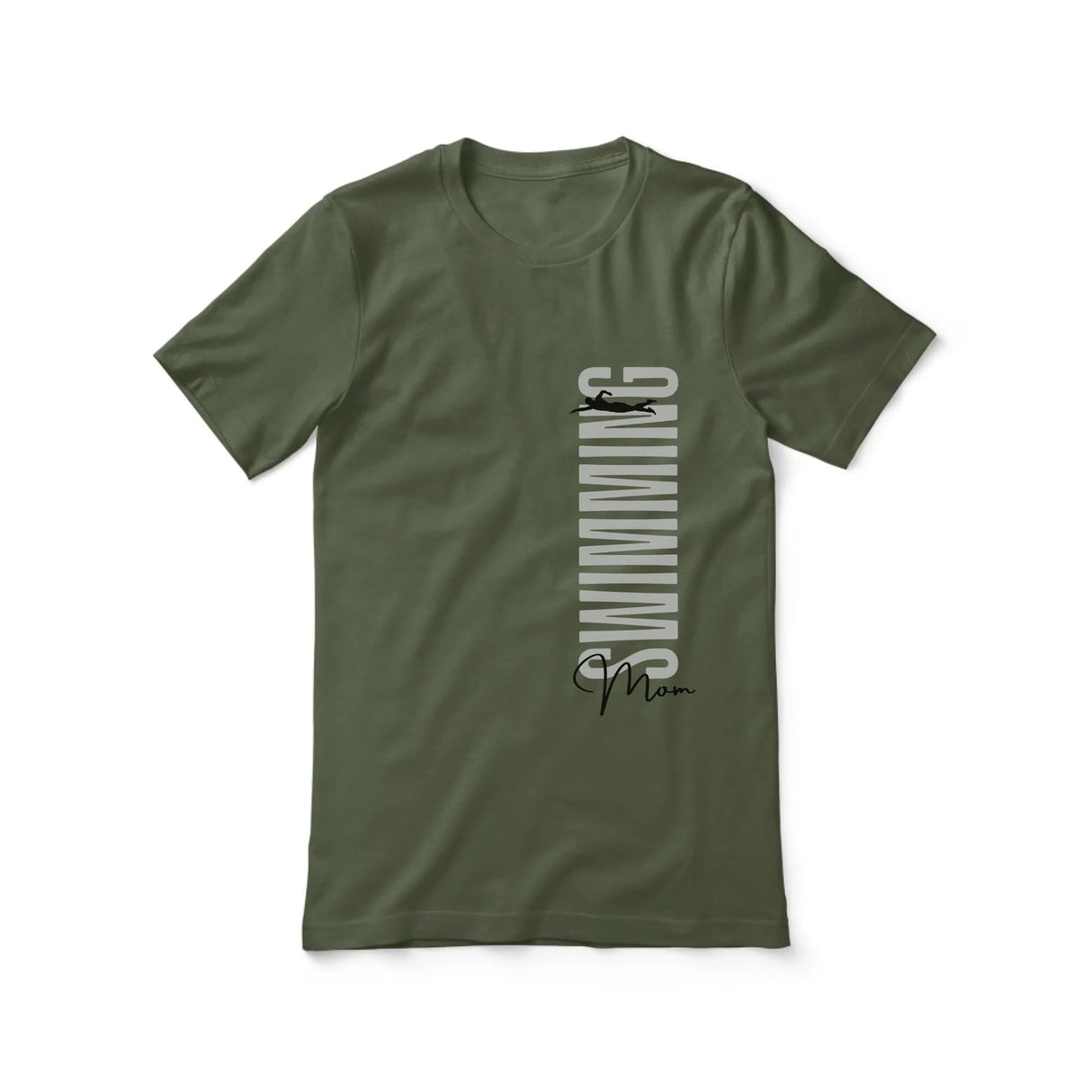Personalized Swimming Mom Shirt With Mascot, Icon, and Swimmer Name on a Unisex T-Shirt