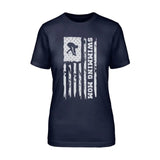Swimming Mom Vertical Flag on a Unisex T-Shirt with a White Graphic