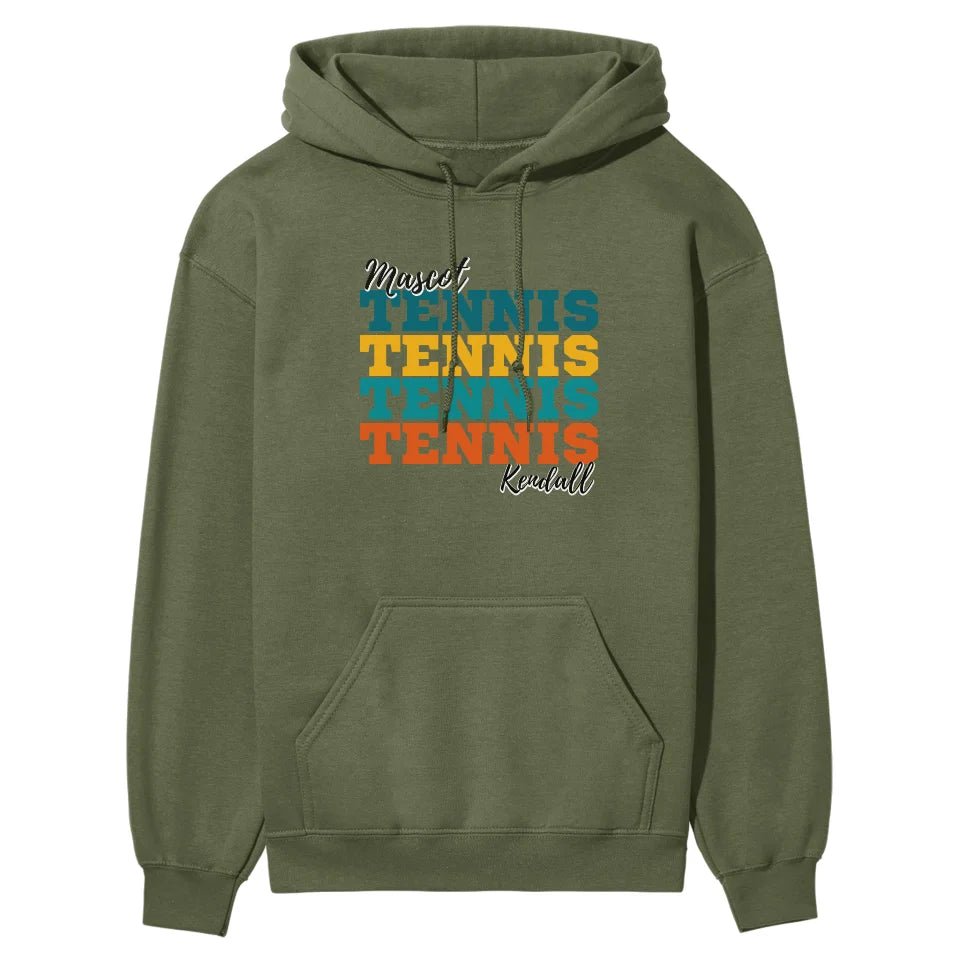 Personalized Tennis Tennis Tennis on a Hoodie With Mascot and Tennis Player Name on a Hoodie