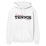 Custom Tennis Mascot and Tennis Player Name on a Hoodie with a Black Graphic