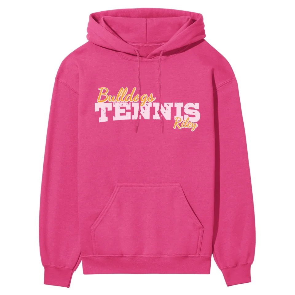 Custom Tennis Mascot and Tennis Player Name on a Hoodie with a White Graphic