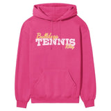 Custom Tennis Mascot and Tennis Player Name on a Hoodie with a White Graphic