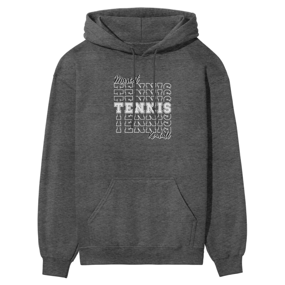 Custom Tennis on a Sweatshirt With Mascot and Tennis Player Name on a Hoodie