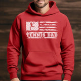 Tennis Dad Horizontal Flag on a Hoodie with a White Graphic