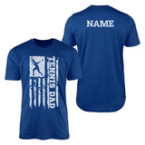 Tennis Dad Vertical Flag With Tennis Player Name on a Men's T-Shirt with a White Graphic