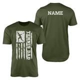 Tennis Dad Vertical Flag With Tennis Player Name on a Men's T-Shirt with a White Graphic