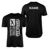 Tennis Dad Vertical Flag With Tennis Player Name on a Men's T-Shirt with a White Graphic