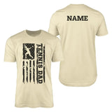 Tennis Dad Vertical Flag With Tennis Player Name on a Men's T-Shirt with a Black Graphic