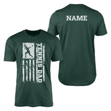 Tennis Dad Vertical Flag With Tennis Player Name on a Men's T-Shirt with a White Graphic