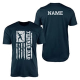 Tennis Dad Vertical Flag With Tennis Player Name on a Men's T-Shirt with a White Graphic