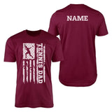 Tennis Dad Vertical Flag With Tennis Player Name on a Men's T-Shirt with a White Graphic