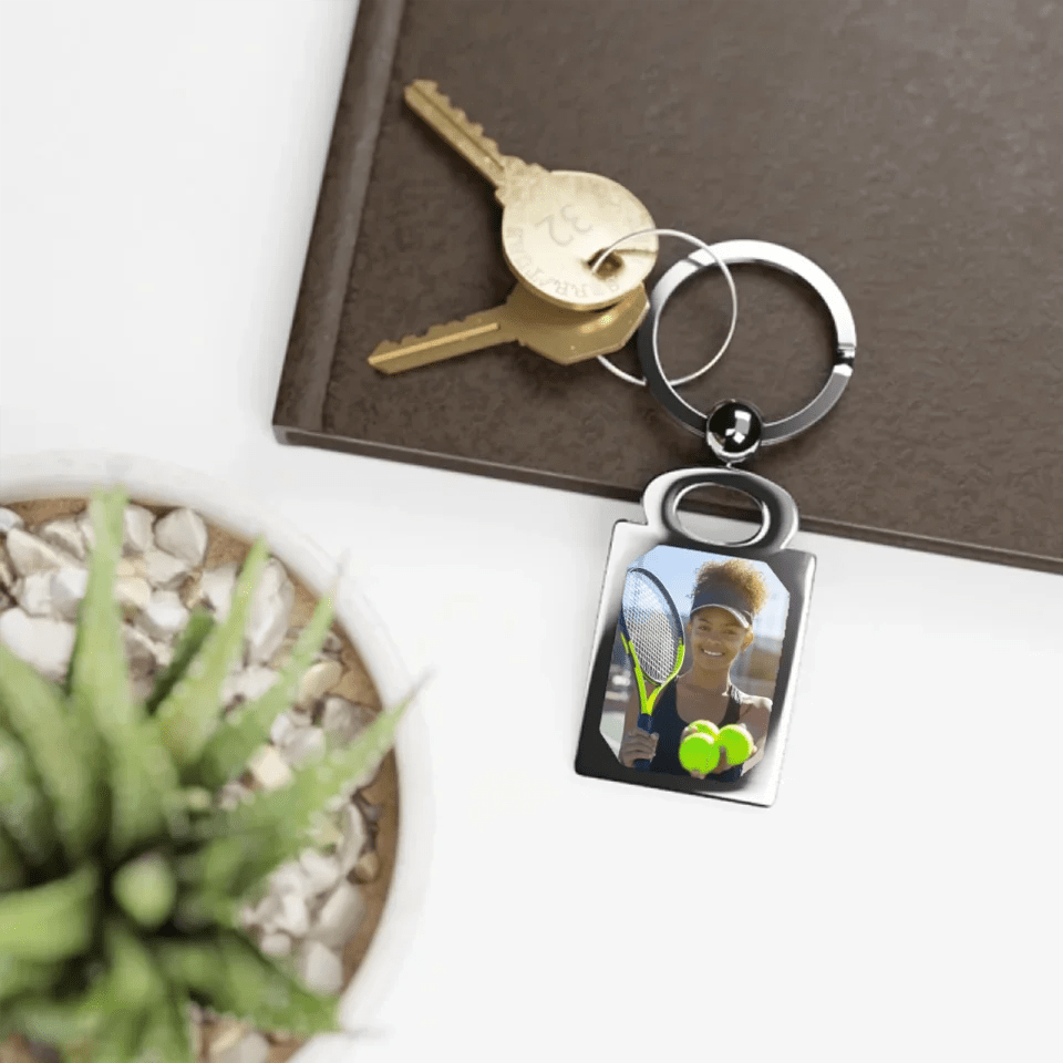 Custom Tennis Player Photo Key Ring