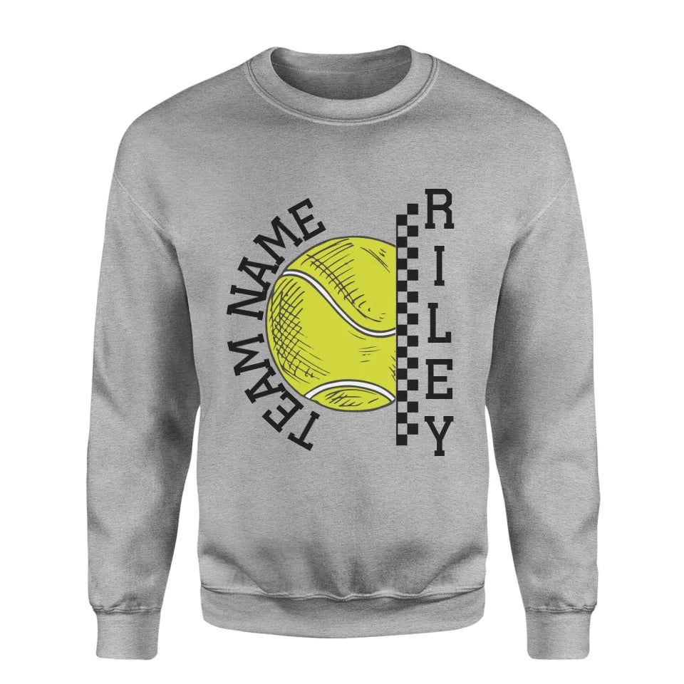 Personalized Tennis on a Sweatshirt With Team and Tennis Player Name on a Sweatshirt