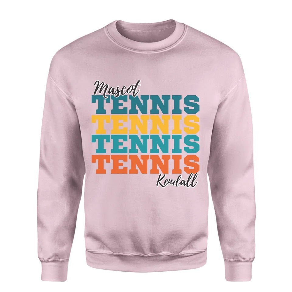 Personalized Tennis Tennis Tennis on a Sweatshirt With Mascot and Tennis Player Name on a Sweatshirt