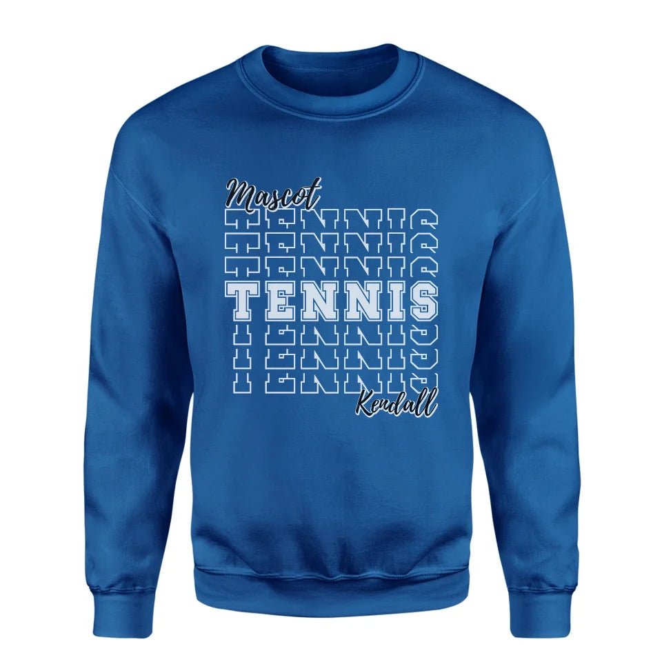 Custom Tennis on a Sweatshirt With Mascot and Tennis Player Name on a Sweatshirt