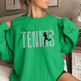Personalized Tennis on a Sweatshirt With Modern Bold Design and Tennis Player Name on Sleeve on a Sweatshirt