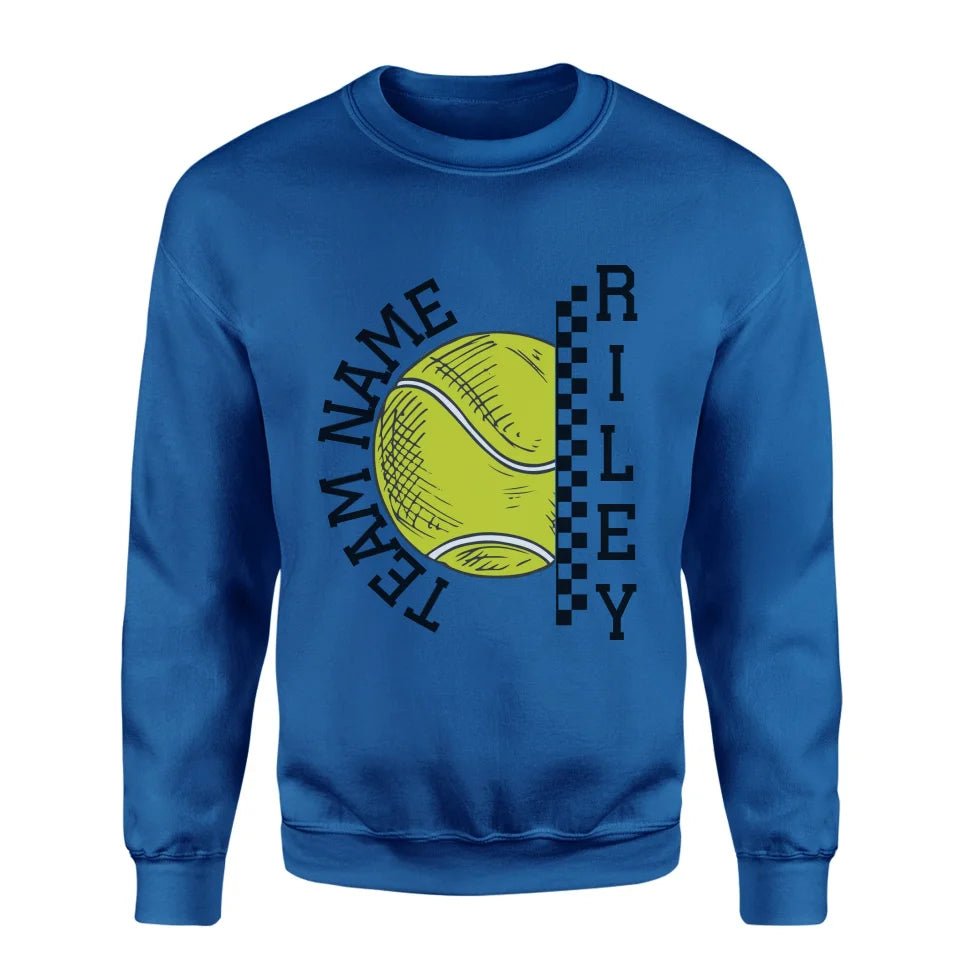 Personalized Tennis on a Sweatshirt With Team and Tennis Player Name on a Sweatshirt