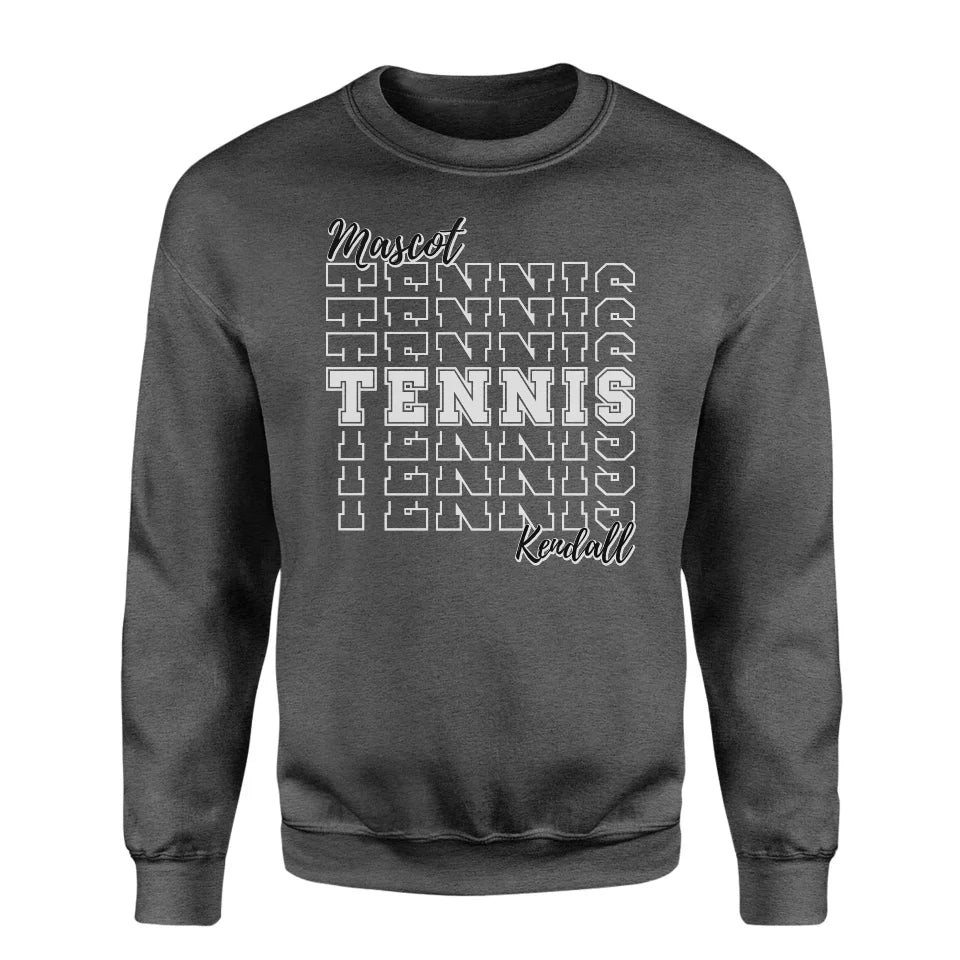 Custom Tennis on a Sweatshirt With Mascot and Tennis Player Name on a Sweatshirt