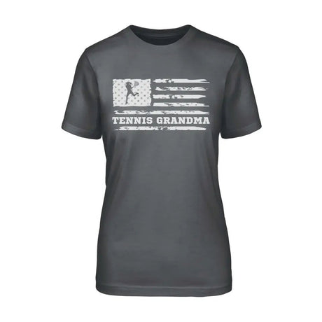 Tennis Grandma Horizontal Flag on a Unisex T-Shirt with a White Graphic