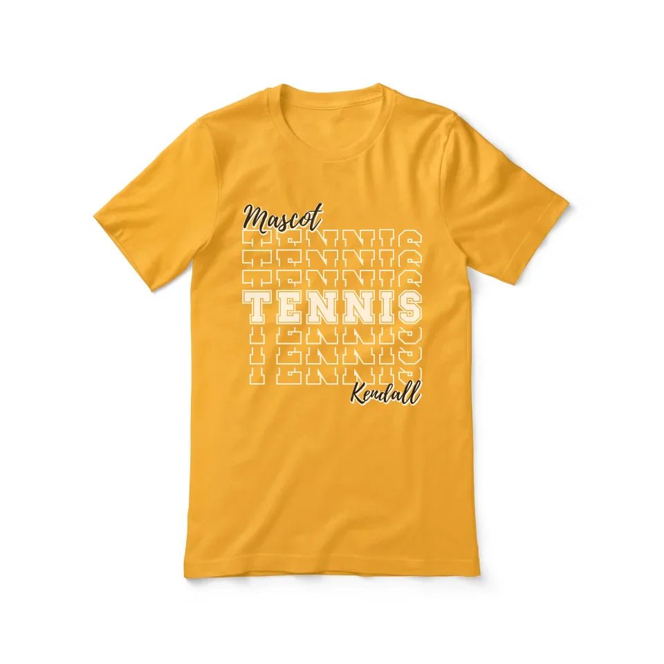 Custom Tennis Shirt With Mascot and Tennis Player Name on a Unisex T-Shirt