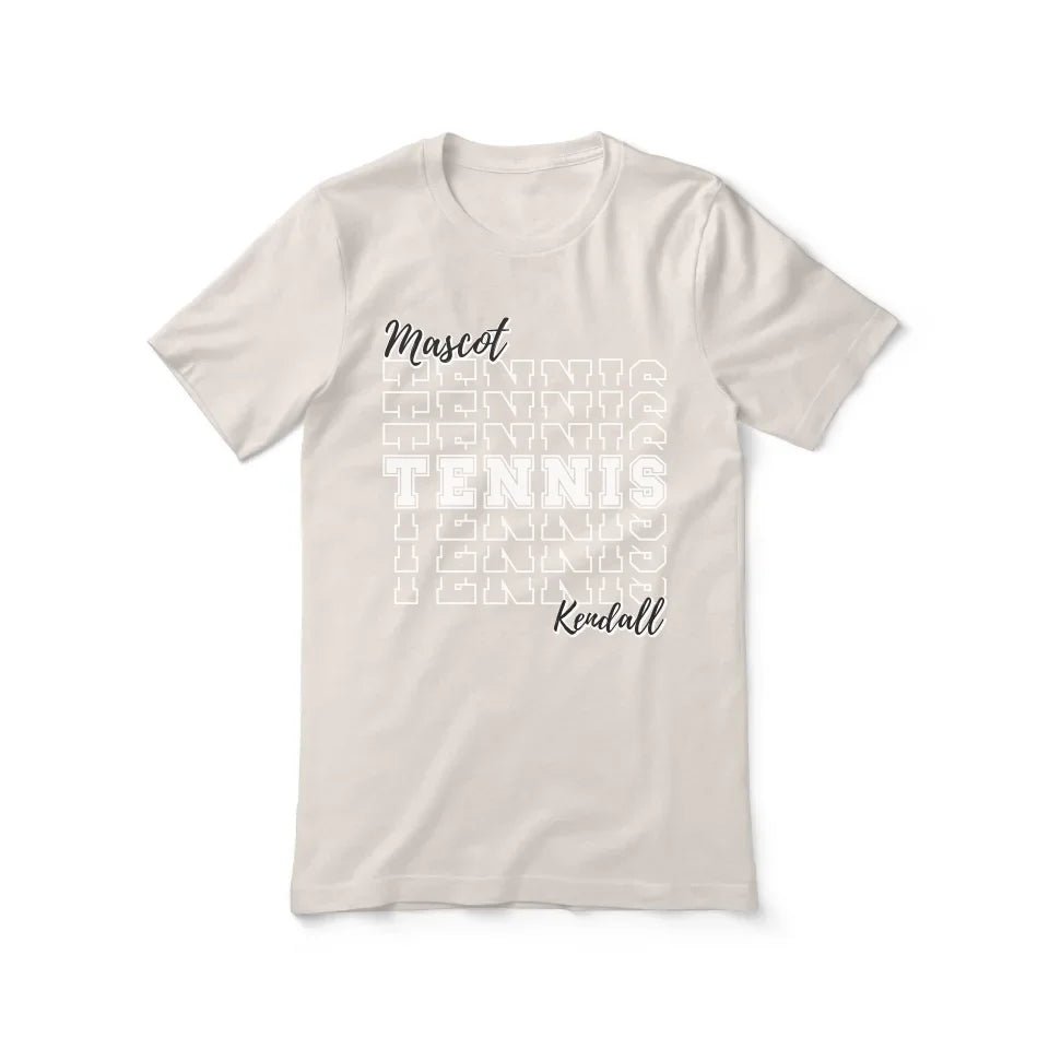 Custom Tennis Shirt With Mascot and Tennis Player Name on a Unisex T-Shirt