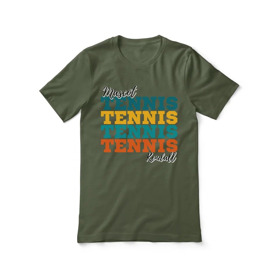 Personalized Tennis Tennis Tennis Shirt With Mascot and Tennis Player Name on a Unisex T-Shirt