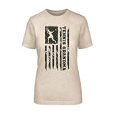 Tennis Grandma Vertical Flag on a Unisex T-Shirt with a Black Graphic