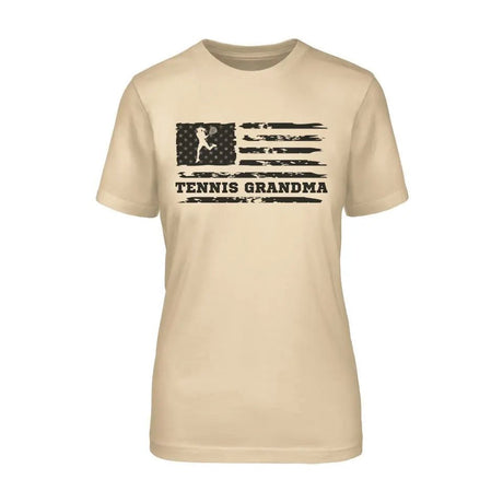 Tennis Grandma Horizontal Flag on a Unisex T-Shirt with a Black Graphic