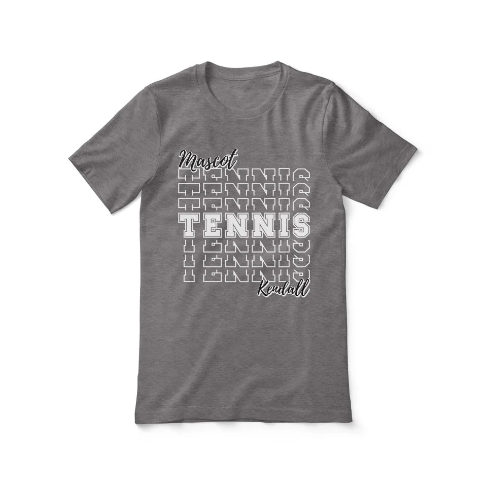 Custom Tennis Shirt With Mascot and Tennis Player Name on a Unisex T-Shirt