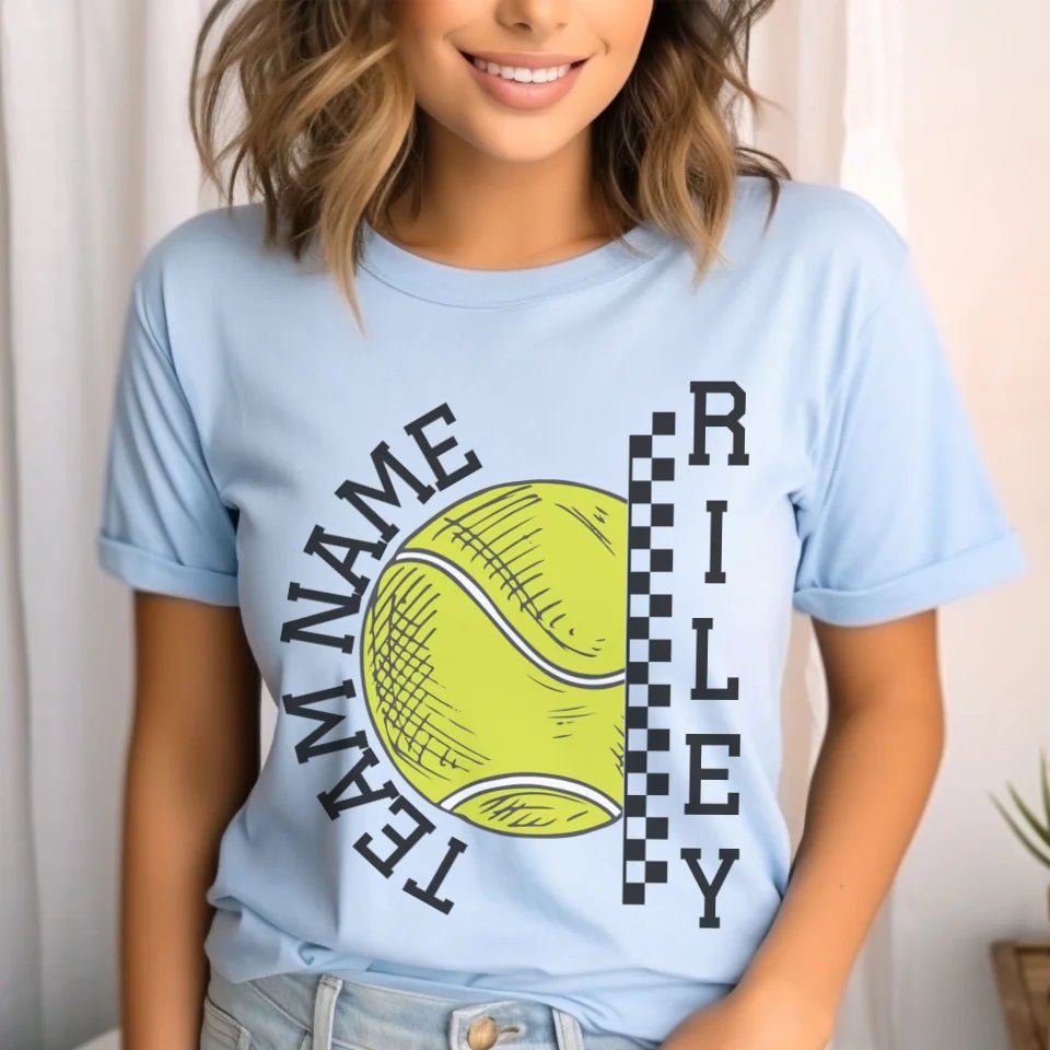 Personalized Tennis Shirt With Team and Tennis Player Name on a Unisex T-Shirt