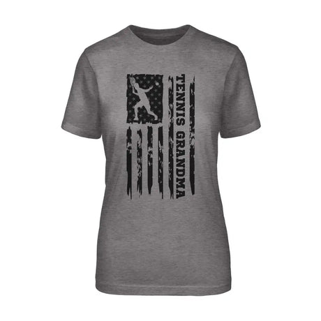 Tennis Grandma Vertical Flag on a Unisex T-Shirt with a Black Graphic