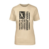 Tennis Grandma Vertical Flag on a Unisex T-Shirt with a Black Graphic