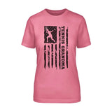 Tennis Grandma Vertical Flag on a Unisex T-Shirt with a Black Graphic