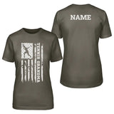 Tennis Grandma Vertical Flag With Tennis Player Name on a Unisex T-Shirt with a White Graphic